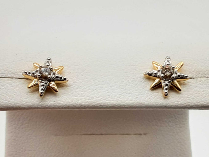 10k Yellow Gold 1.1g Diamond Star Stud Earrings Do1024oxde