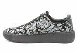 Versace Greca Silver Glitter Studded Black Suede Sneakers Size 44.5 Eb0926lorsa