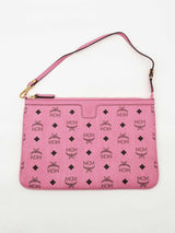 Mcm Stark Wristlet Pouch In Pink Visetos Coated Canvas Fw0525lrzdu