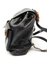 Gucci Bamboo Handle Black Leather Backpack Eb1025pxzde