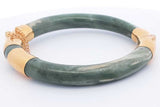 Jade Hinged Bangle Bracelet With 22k Yellow Gold Clasp 56.37 Grams Eb1124oxzsa