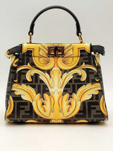 Fendi X Versace Ff Baroque Peekaboo Top Handle Bag Eb0924sxzsa