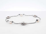 Tiffany & Co. Sterling Silver & Pearl Station Toggle Bracelet 7 Inch Fw0725wxdu