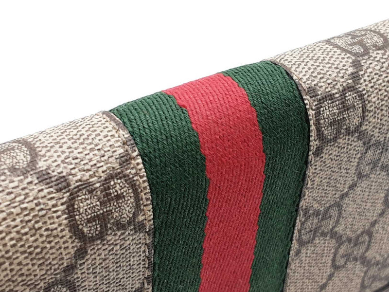Gucci Ophidia Zip Wallet In Gg Supreme Coated Canvas & Brown Leather Fw1025ozxdu