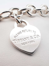 Tiffany & Co. Heart Tag & Peace Sign 925 Bracelet 36.1g 7.5 Inch Fw1026lzxdu