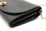 Burberry Hannah Black Leather Chain Wallet Clutch Eb0426wxzsa