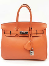 Hermes Birkin 25 Potiron Orange Togo Palladium Hardware Handbag Do1023lerxzde