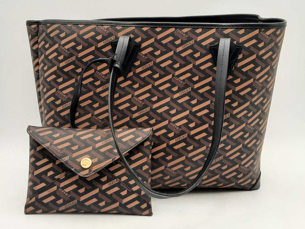 Versace La Greca Medusa Music Signature Shopper Tote Brown Aa0525wxzsa