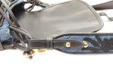 Prada Corsaire Denim Messenger Bag With Back Floral Embroidery Eb0626rxzde