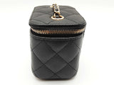 Chanel Mini Vanity Black Caviar Leather Chain Crossbody Case Do0825lrxzde