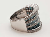 2.40 Cttw White Blue Diamonds 14k White Gold 7.6g Ring Size 7.25 Do0725pxzde