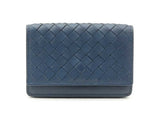 Bottega Veneta Intrecciato Card Wallet In Navy Blue Leather Fw1025ozxdu