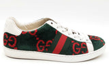 Gucci Ace Gg Monogram Red & Green Terry Cloth Sneakers Size 36.5 Eb1225crdu