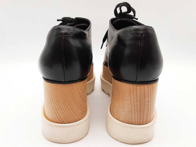 Stellar Mccartney Elyse Black Leather Wood Platform Shoes Size Eu 39 Do0925cxde