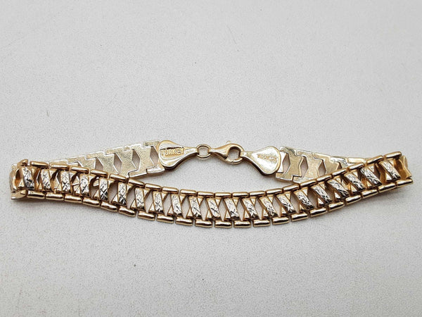 10k Two-tone Yellow White Gold 7.2g Bracelet 7.5 In Do1224oerde