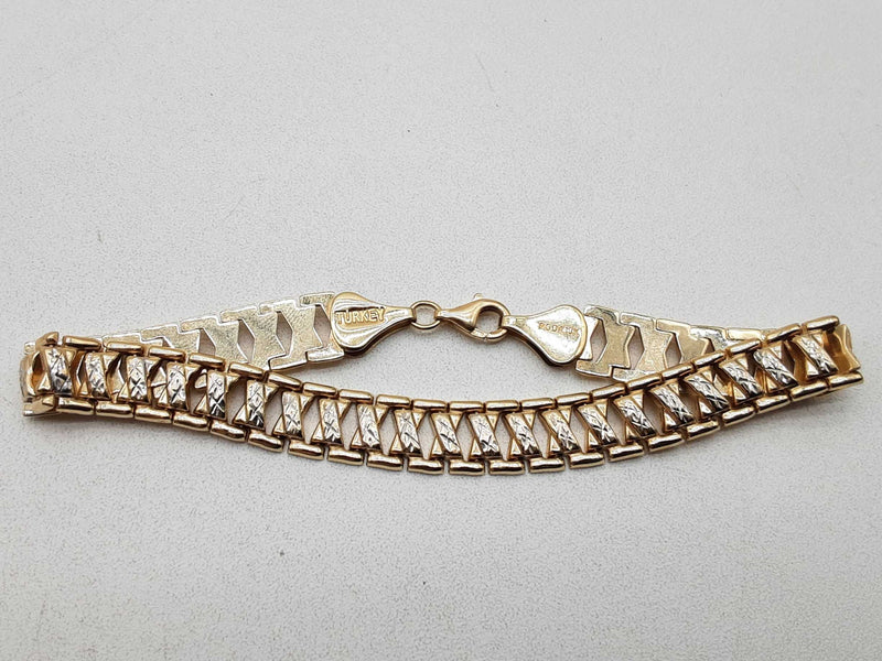 10k Two-tone Yellow White Gold 7.2g Bracelet 7.5 In Do1224oerde