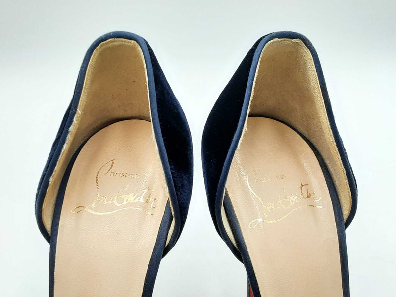 Christian Louboutin Biba D'orsay Blue Velvet Pumps Size Eu 36 Us 6 Fw0725rzdu