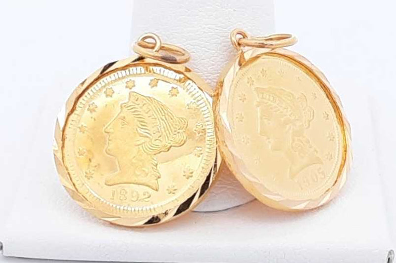 Gold Liberty Coin Earrings In 22k Yellow Gold Settings 9.81 Grams Eb1024rxzsa