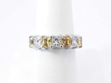 4.15 Cttw Yellow Sapphire & Diamond Half-eternity Platinum Ring With Cert 9.7 Grams Size 7.5 Fw1125owzxdu