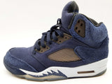 Air Jordan Fd6812-400 Retro 5 Midnight Navy Suede Canvas Shoes Size 8 Do1024wxde