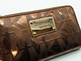 Michael Kors Logo Bronze Metallic Patent Leather Wristlet Wallet Do0826oode
