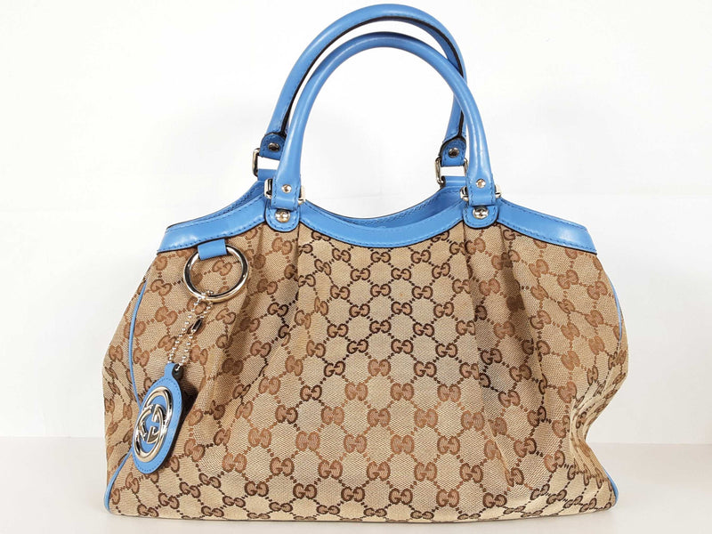 GUCCI　トート Gucci Beige And Blue Gg Monogram Sukey Tote Bag Sd0626wzxde – Max Pawn