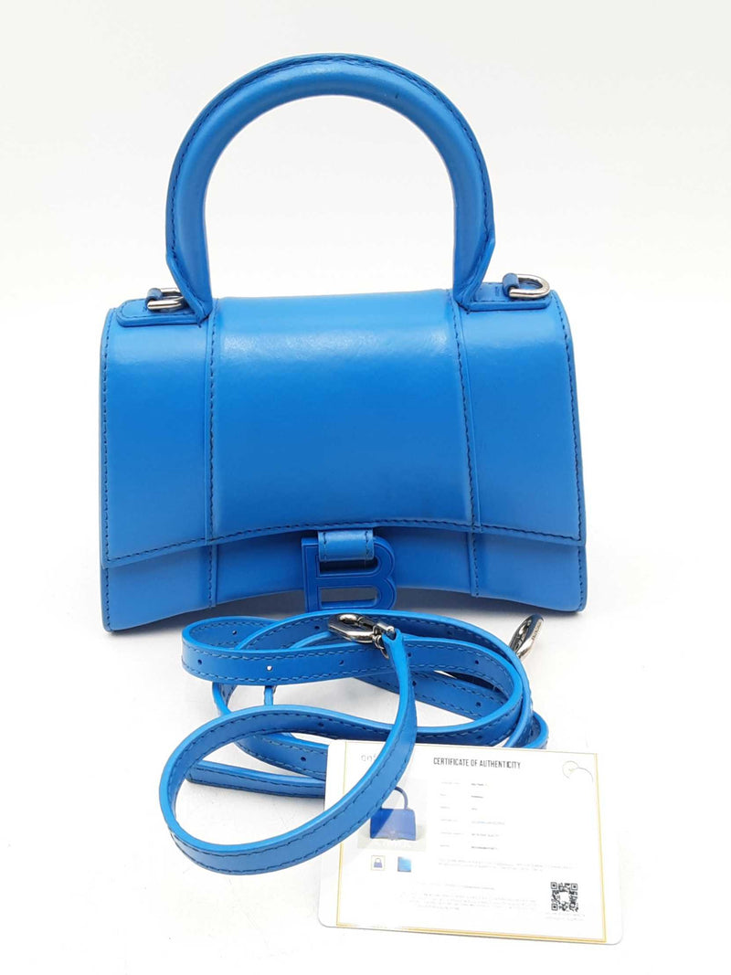 Balenciaga Hourglass Blue Leather Top Handle Bag Eb1024orxsa