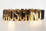 Moschino Gold Letters Logo Black Leather Belt Size 38 Sd0526izdu