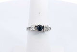 Blue Gemstone & Diamond Ring In 14k White Gold 3.6 Grams Size 6 Eb0924oxzsa