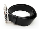 Gucci Crystal Embellished Double G Black Leather Belt Size 95/38 Sd0526crde