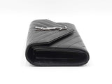 Yves Saint Laurent Cassandre Black Matelassé Leather Flap Wallet Fw0925ooxdu