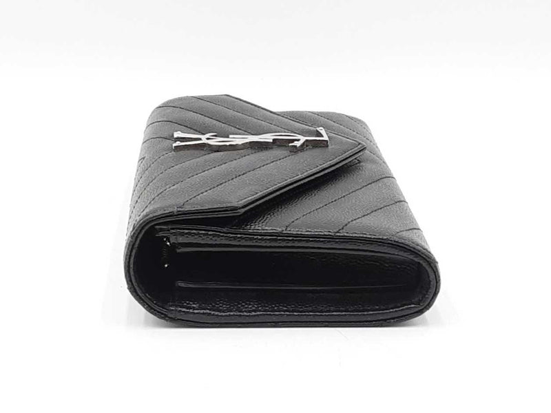 Yves Saint Laurent Cassandre Black Matelassé Leather Flap Wallet Fw0925ooxdu