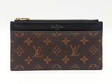 Louis Vuitton Slim Purse In Monogram Coated Canvas & Black Leather Fw04260crdu