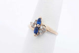 Dark Blue Gemstone & Cubic Zirconia Ring 14k Yellow Gold 2.5g Size 7 Eb1124exsa