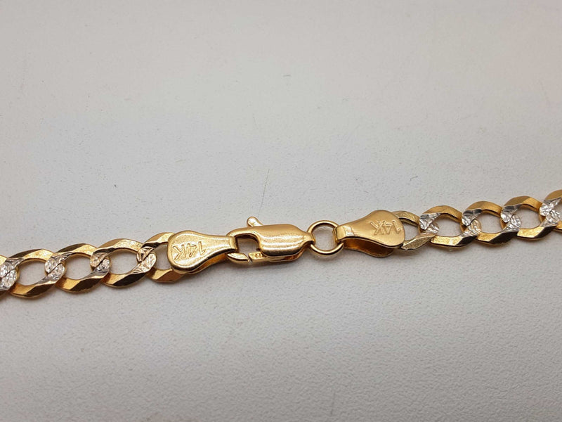 14k Two-tone Gold 15.7g Solid Diamond Cut Curb Chain 20 In Do0225crxde