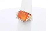 Orange Gemstone & Diamond Ring In 14k Yellow Gold 10.6 Grams Size 6 Eb1224oexsa