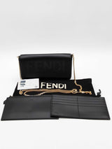 Fendi Black Leather Wallet With Chain Eb0526soide
