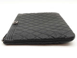 Chanel Boy O Black Leather Zipper Clutch Do0325exzde