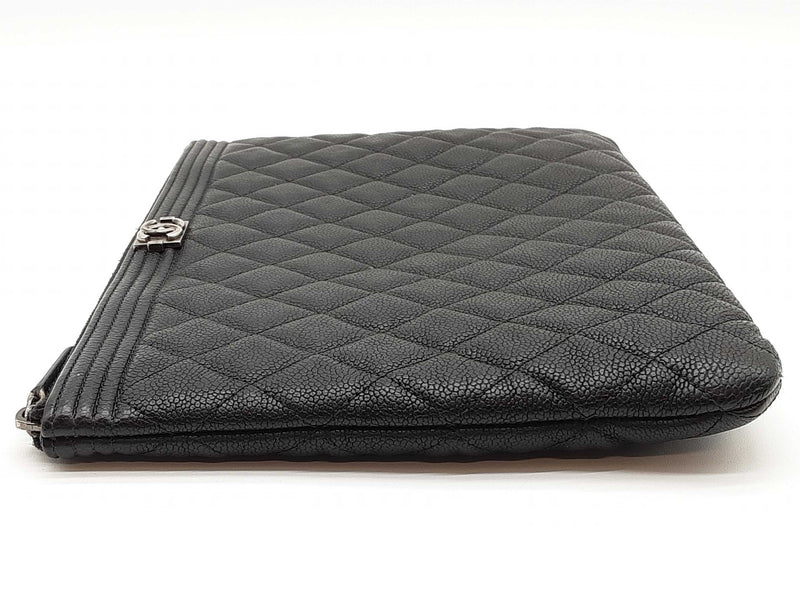 Chanel Boy O Black Leather Zipper Clutch Do0325exzde
