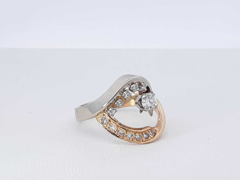 0.85 Cttw Diamond & 14k Two-tone Gold Wave Ring 5.9 Grams Size 7 Fw1025prxdu