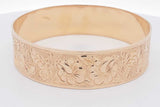 14k Yellow Gold Floral Engraved Bangle Bracelet 40.6 Grams Eb0426ooxzsa