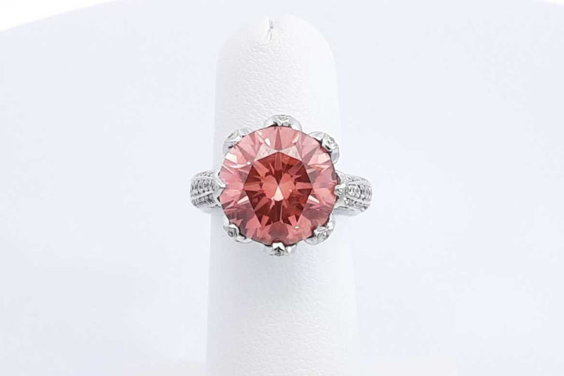 Round Lab Grown Pink Diamond Ring 18k White Gold 11.4 Grams Size 5 Eb1224rxxzdu