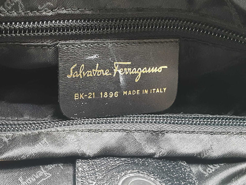 Salvatore Ferragamo Black Nylon & Leather Tote Bag Eb0524wxzde