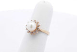 Pearl & Diamond Ring In 14k Yellow Gold 2.2 Grams Size 5 Eb1124cxsa