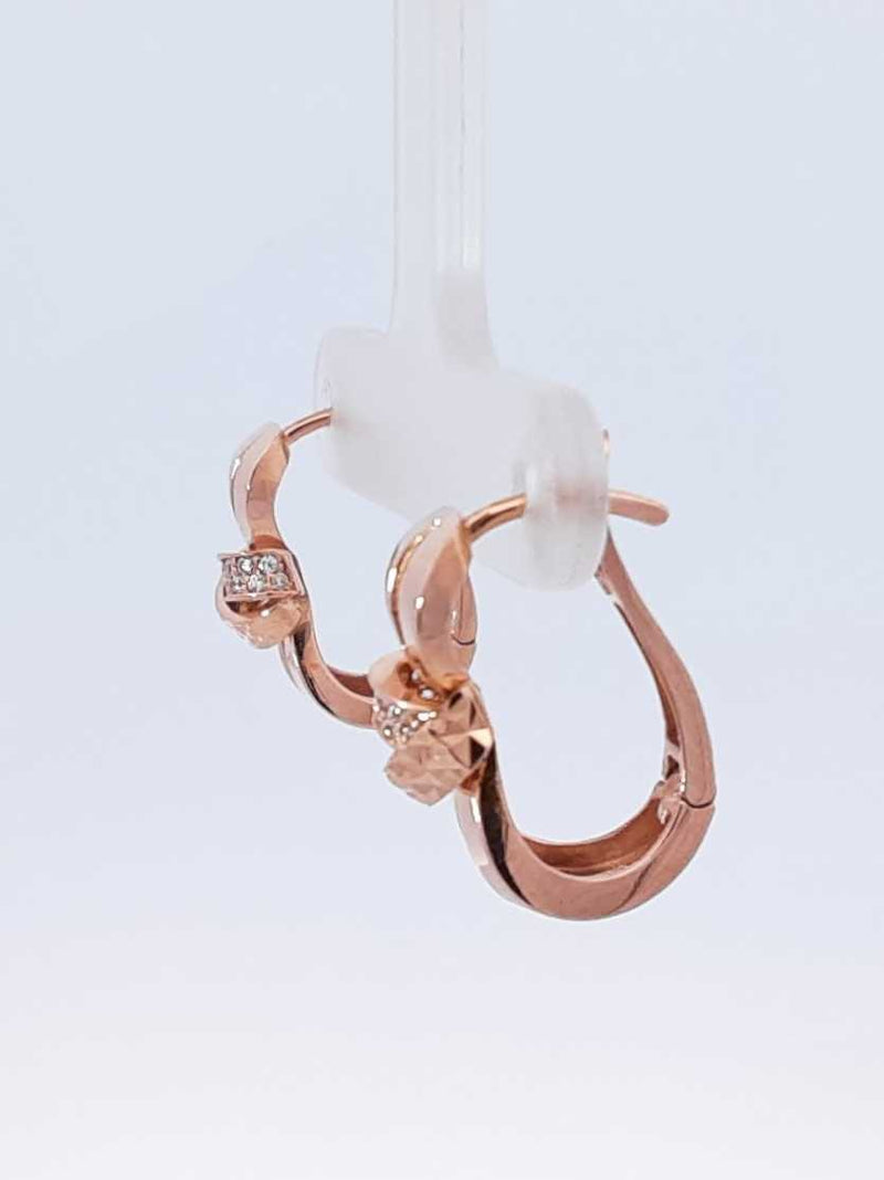 Diamond & 14k Rose Gold Bowknot Leverback Earrings 3.8 Grams Fw0925lczdu