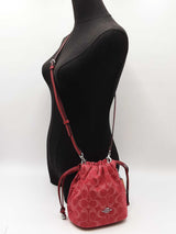 Coach Faye Mini Drawstring Bag In True Red Signature Denim Fw0726wxdu