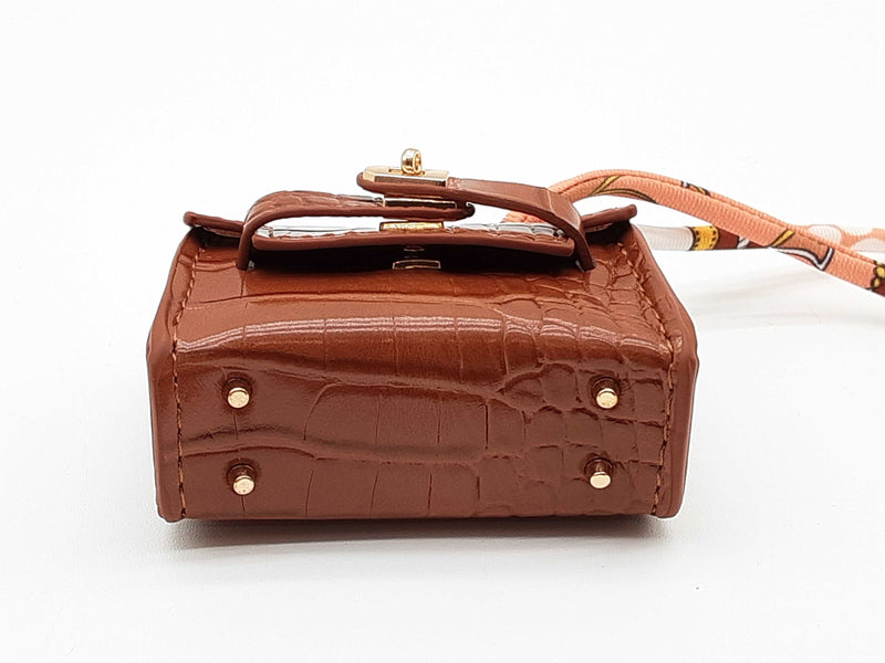 Brown Croc Embossed Mini Bag Charm Do0725rde