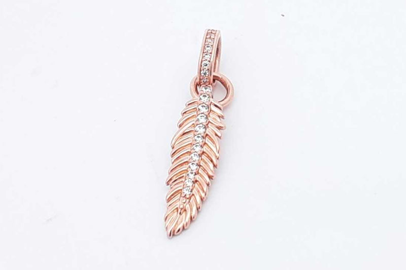 Pandora 14k Rose Gold Plated Sparkling Feather Dangle Charm 1.4 Grams Eb1024lxdu