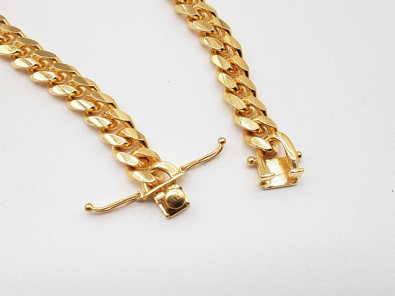 0.925 Sterling Silver Gold Plated Solid Cuban Link Chain 24 In Do0224oxzde