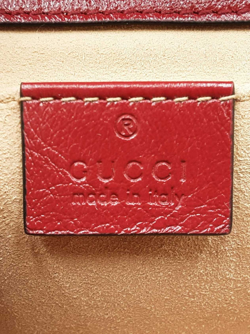 Gucci Marmont Flap Bag In Matelassé Gg Canvas & Red Leather Fw0925rzxdu